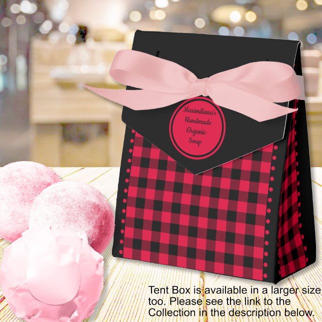Buffalo Check - Black and Red - 3x1.5x3.25 Tent  Favor Boxes (Buffalo Check - Black and Red - 3x1.5x3.25 Tent Favor Boxes - by Leapfroglisics Shop)