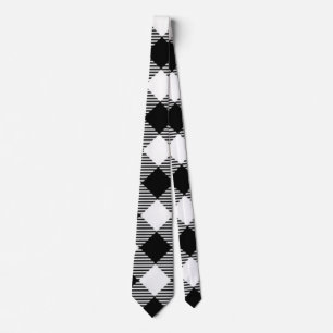 buffalo check, black and white neck tie