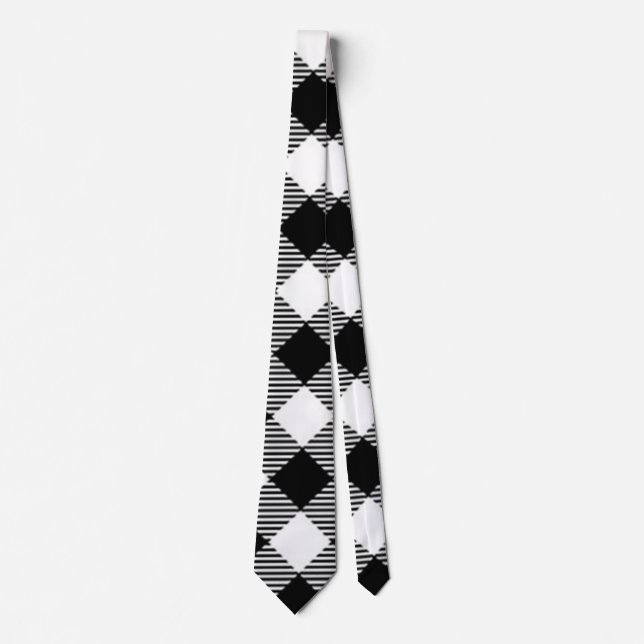 buffalo check, black and white neck tie (Front)