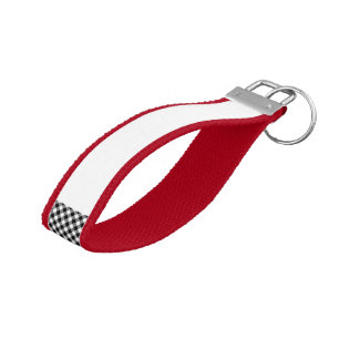 buffalo check, black and white wrist keychain