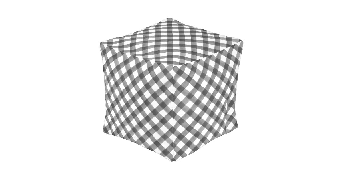 Buffalo Check Black White Plaid Ottoman Pouf Zazzle Com