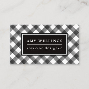 Buffalo Check Black & White Plaid Simple & Pretty Business Card
