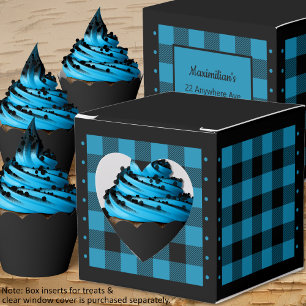 Buffalo Check - Blue and Black - Heart Favor Box