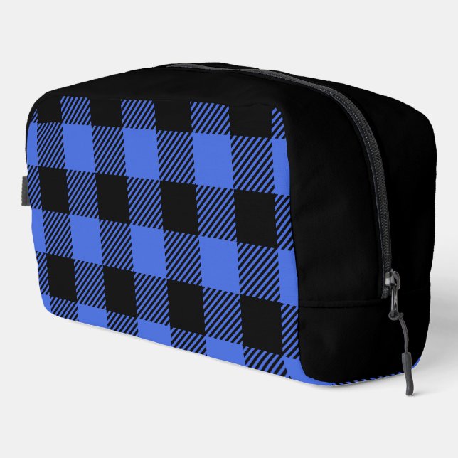 Buffalo Check Blue and Black Lumberjack Plaid Dopp Kit (Right Corner)
