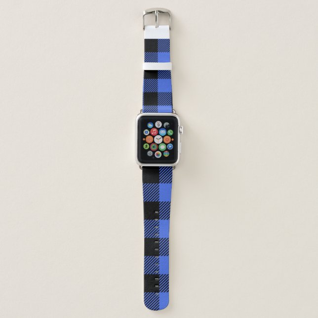 Buffalo Check Blue & Black Lumberjack Plaid Deco Apple Watch Band (Front)