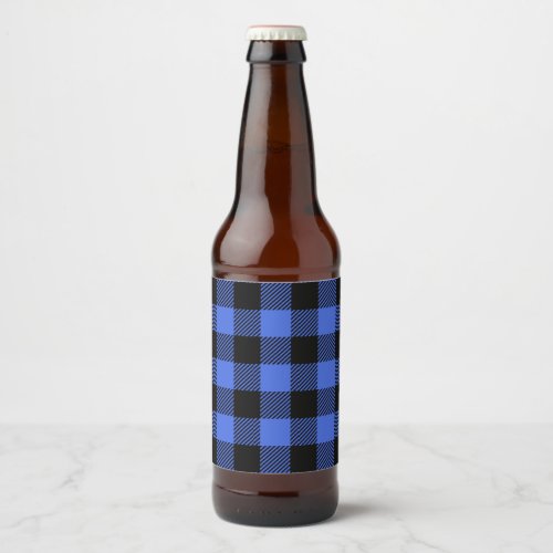 Buffalo Check Blue  Black Lumberjack Plaid Decor Beer Bottle Label