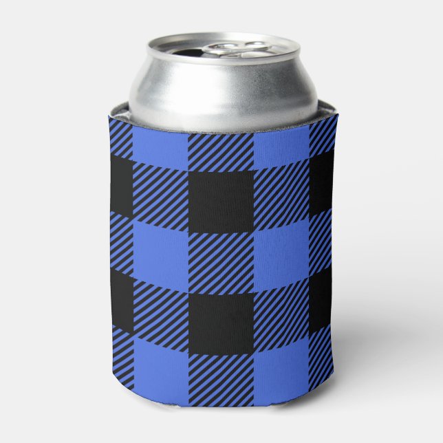 Buffalo Check Blue & Black Lumberjack Plaid Decor Can Cooler (Can Front)