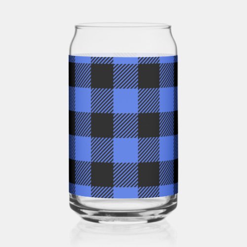 Buffalo Check Blue  Black Lumberjack Plaid Decor Can Glass