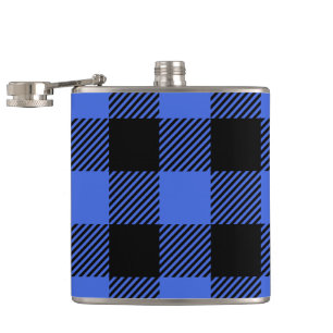 Buffalo Check Blue & Black Lumberjack Plaid Decor Flask