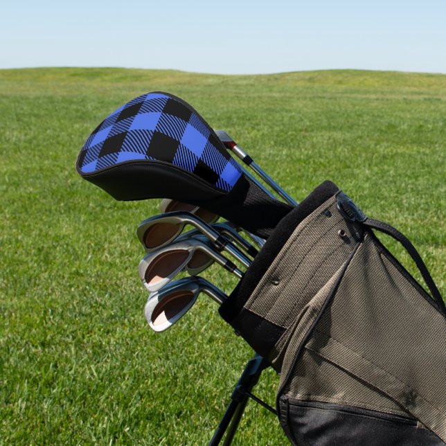 Buffalo Check Blue & Black Lumberjack Plaid Decor Golf Head Cover (In Situ)