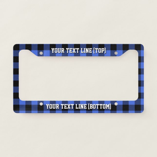 Buffalo Check Blue & Black Lumberjack Plaid Decor License Plate Frame (Front)