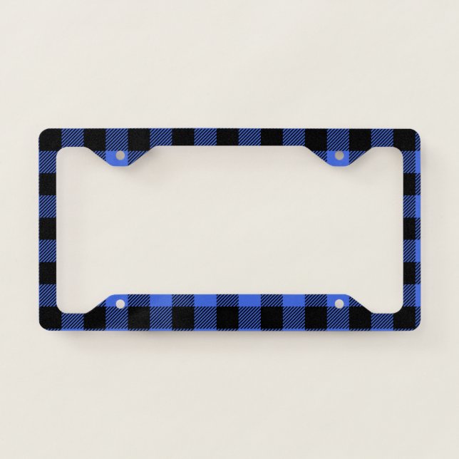 Buffalo Check Blue & Black Lumberjack Plaid Decor License Plate Frame (Front)