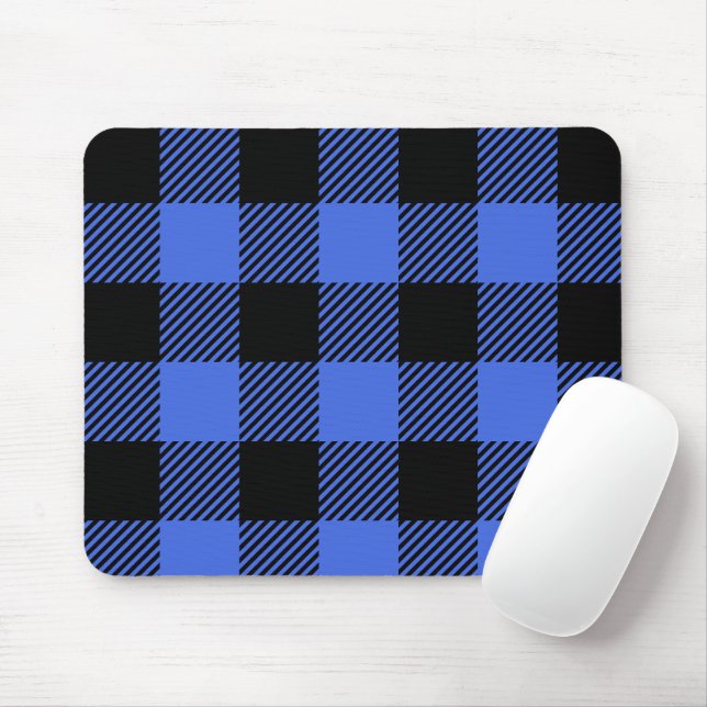Buffalo Check Blue & Black Lumberjack Plaid Decor Mouse Pad (With Mouse)