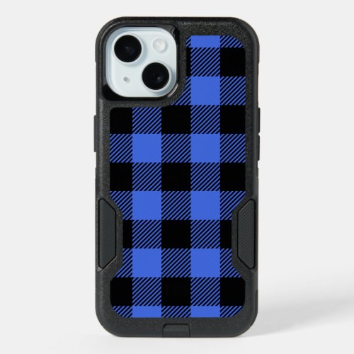 Buffalo Check Blue  Black Lumberjack Plaid Decor iPhone 15 Case