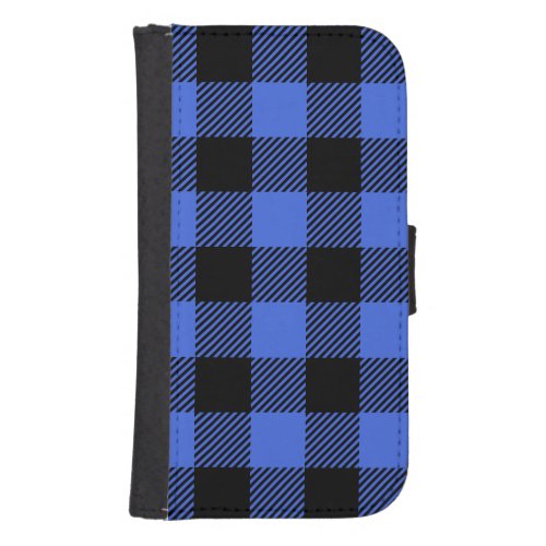 Buffalo Check Blue  Black Lumberjack Plaid Decor Galaxy S4 Wallet Case