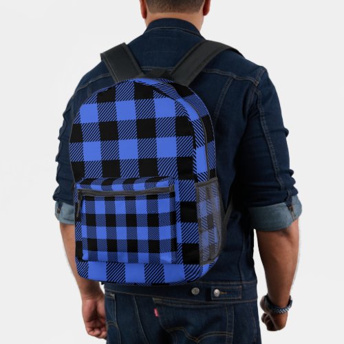 Buffalo Check Blue  Black Lumberjack Plaid on a Printed Backpack