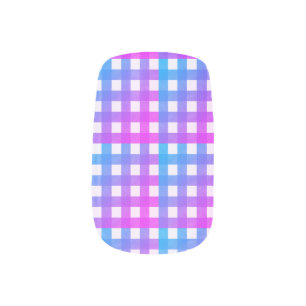 Buffalo Check Blue Pink Purple Plaid Gingham Minx Nail Art