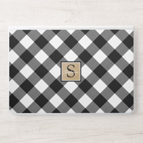 Buffalo Check Brown Kraft Monogram Name HP Laptop Skin