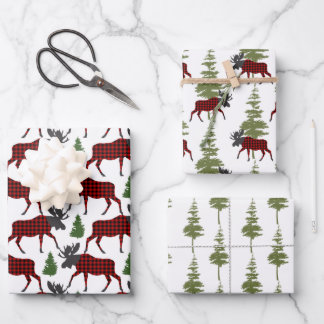 Buffalo Check Bull Moose Wrapping Paper Sheets