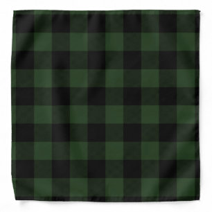Buffalo Check Celtic Green and Black Squares Plaid Bandana