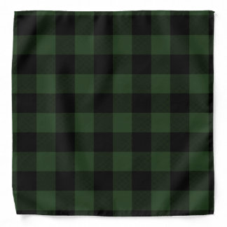 Buffalo Check Celtic Green and Black Squares Plaid Bandana