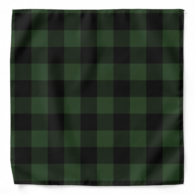 Buffalo Check Celtic Green and Black Squares Plaid Bandana (Front)