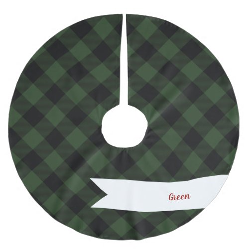 Buffalo Check Celtic Green and Black Squares Plaid Brushed Polyester Tree Skirt
