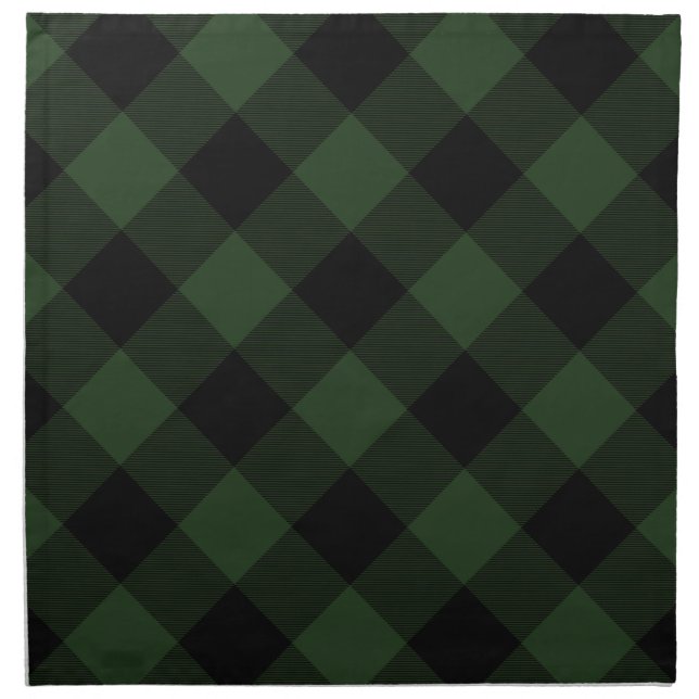 Buffalo Check Celtic Green and Black Squares Plaid Cloth Napkin (Front)