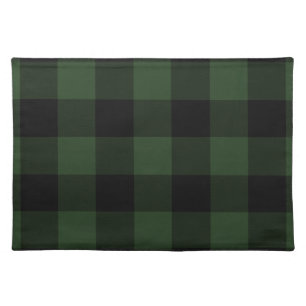 Buffalo Check Celtic Green and Black Squares Plaid Cloth Placemat