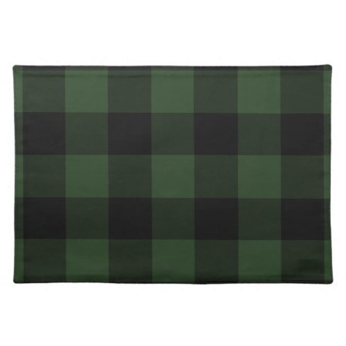 Buffalo Check Celtic Green and Black Squares Plaid Cloth Placemat