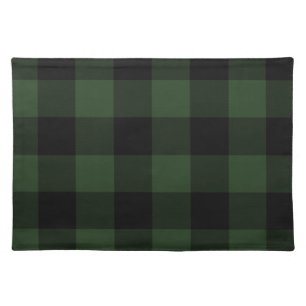 Buffalo Check Celtic Green and Black Squares Plaid Cloth Placemat