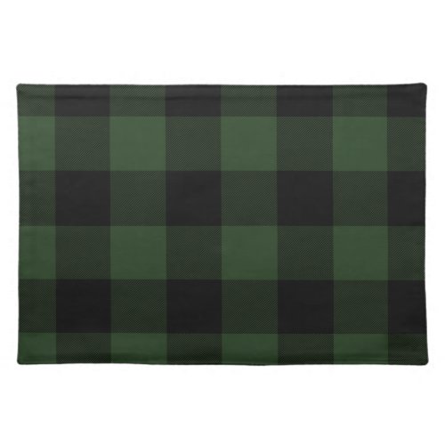 Buffalo Check Celtic Green and Black Squares Plaid Cloth Placemat