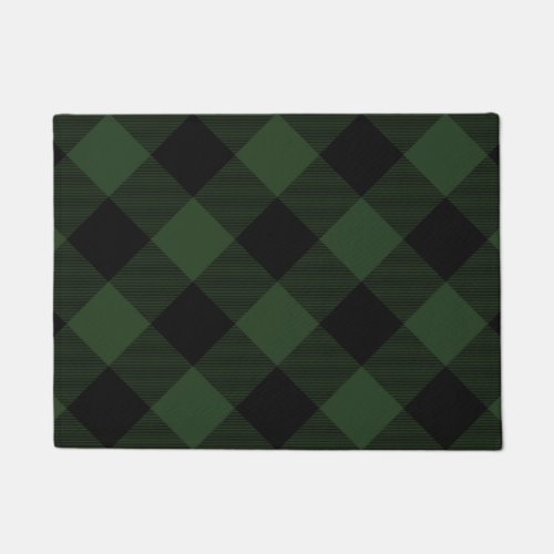 Buffalo Check Celtic Green and Black Squares Plaid Doormat