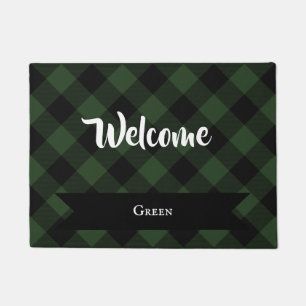 Buffalo Check Celtic Green and Black Squares Plaid Doormat