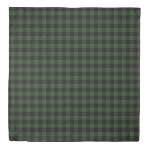 Buffalo Check Celtic Green and Black Squares Plaid Duvet Cover