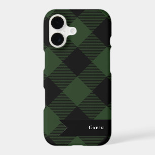 Buffalo Check Celtic Green and Black Squares Plaid iPhone 17 Case