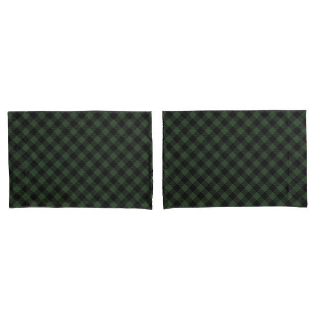 Buffalo Check Celtic Green and Black Squares Plaid Pillow Case (Front-Set)