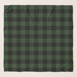 Buffalo Check Celtic Green and Black Squares Plaid Scarf