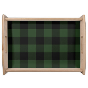 Buffalo Check Celtic Green and Black Squares Plaid Serving Tray