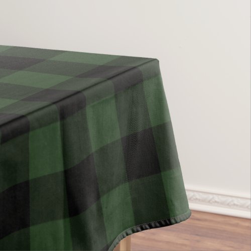 Buffalo Check Celtic Green and Black Squares Plaid Tablecloth