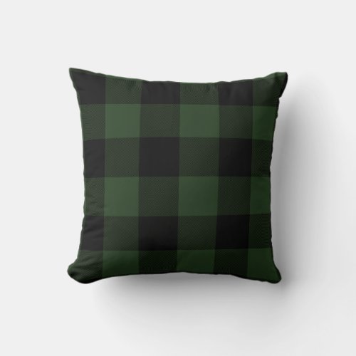 Buffalo Check Celtic Green and Black Squares Plaid Throw Pillow