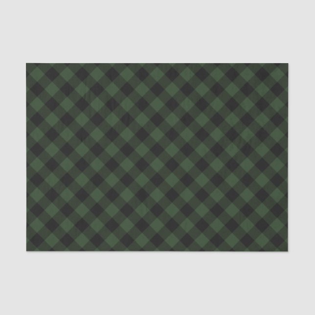 Buffalo Check Celtic Green and Black Squares Plaid Tissue Paper (Front)