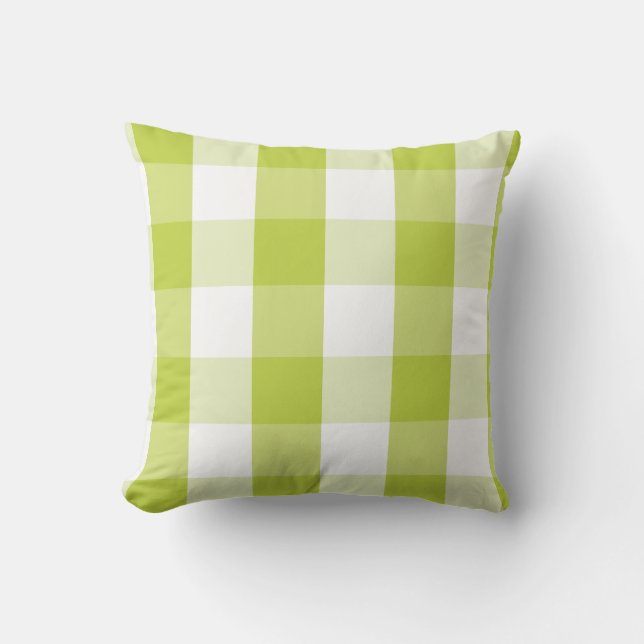 Buffalo Check - chartreuse green Throw Pillow (Front)