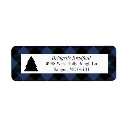 Buffalo Check Christmas Tree Return Address Label