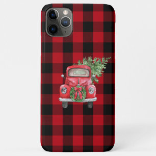 Buffalo Check Christmas Tree Vintage Red Truck iPhone 11 Pro Max Case