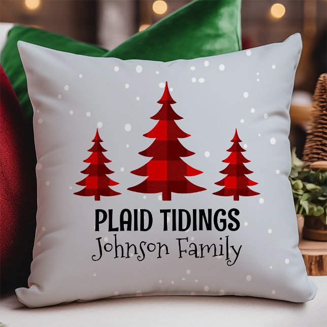 Buffalo Check Christmas Trees Plaid Tidings Throw Pillow (Creator Uploaded)