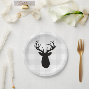 Buffalo Check Deer Wilderness Cabin Paper Plates