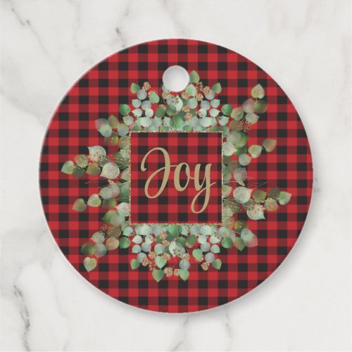 Buffalo Check Elegant Glitter Custom Name Message Favor Tags