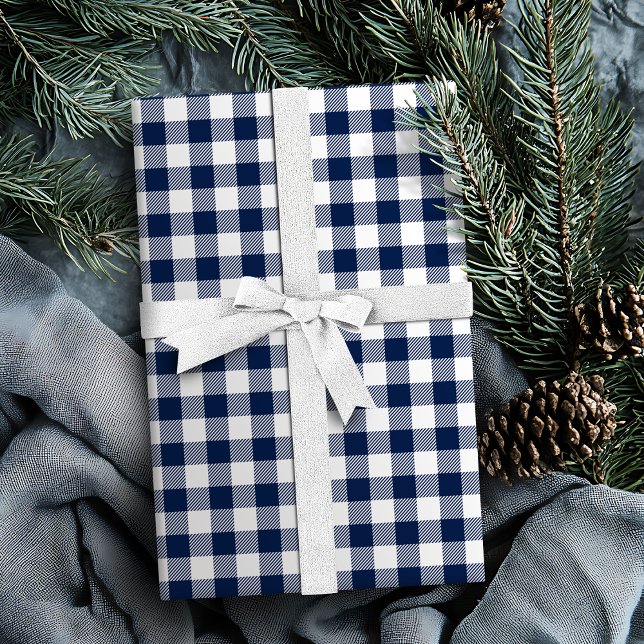 Buffalo Check gingham pattern navy blue Wrapping Paper (Buffalo Check gingham pattern navy blue Wrapping Paper)