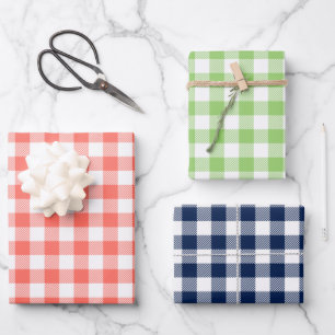 Buffalo Check gingham pattern Set Holiday Wrapping Paper Sheets